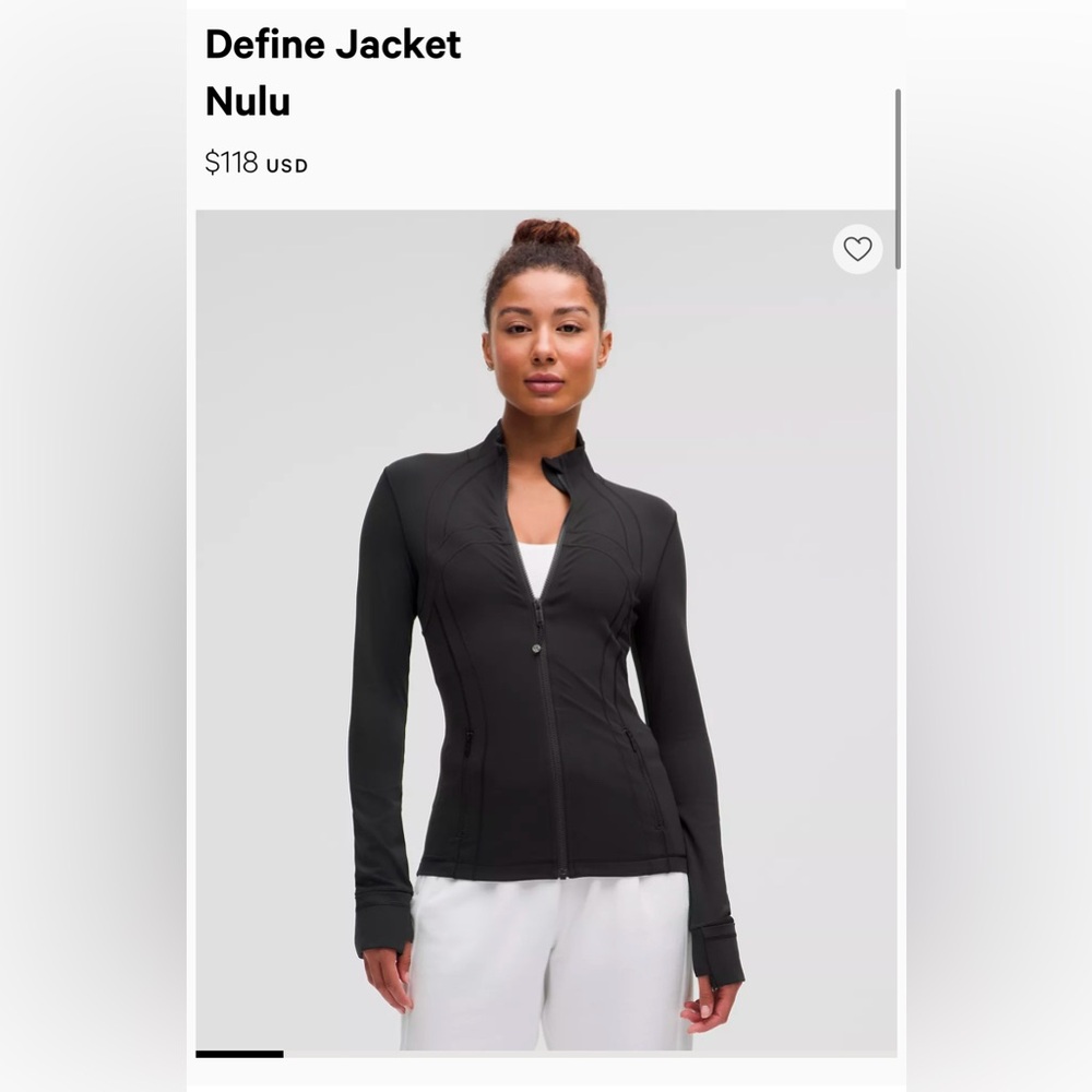 Lululemon Define Jacket “Nulu”, Black, Size 4